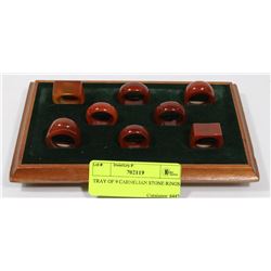 TRAY OF 9 CARNELIAN STONE RINGS