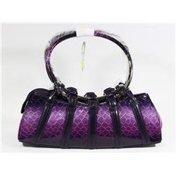 PURPLE SNAKESKIN STYLE METAL RING HANDBAG
