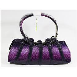 PURPLE SNAKESKIN STYLE METAL RING HANDBAG