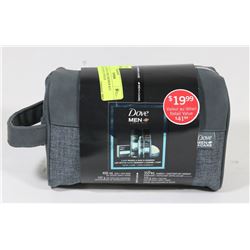 DOVE MEN+CARE SHOWER KIT WITH TRAVEL POUCH.