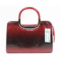 RED SNAKESKIN STYLE HANDBAG
