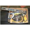 Image 1 : BOX WITH 10" SAW BLADES PAN SAW, LEVEL AND MORE.