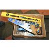 Image 1 : BOX OF ASSORTED INCLUDING SAW, SAW BLADES AND