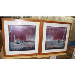 PAIR OF SHOWHOME PICTURES 35" X 35" SOLID WOOD