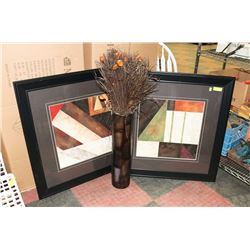 PAIR OF SHOWHOME PICTURES   36" X 36"  SOLID WOO