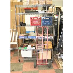 RACK OF ESTATE CONTENTS INCL DOLLY.