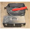 Image 1 : BLACK METAL TOOL BOX AND CONTRACTORS BAG WITH