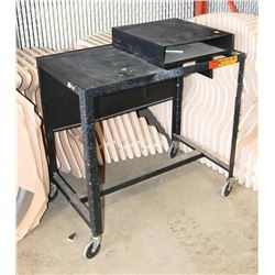 METAL ROLLING CART ON WHEELS.