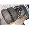 Image 1 : GROUP OF 4 ASSORTED TIRES INCLUDING 2 RIMS.
