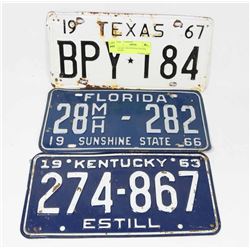 LOT OF 3 USA VINATGE LICENSE PLATES