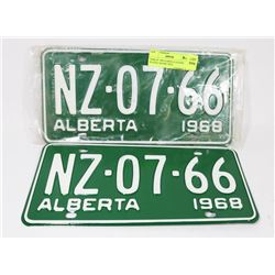 PAIR OF 1968 ALBERTA LICENSE PLATES, NEVER USED