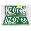Image 1 : PAIR OF 1968 ALBERTA LICENSE PLATES, NEVER USED