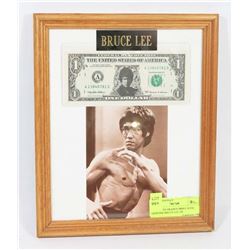 BRUCE LEE FRAMED PRINT WITH GENUINE BRUCE LEE US
