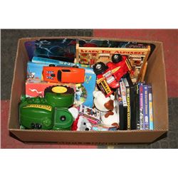 MISC KIDS LOT INCLUDING TOYS, DVD'S AND PUZZLES.