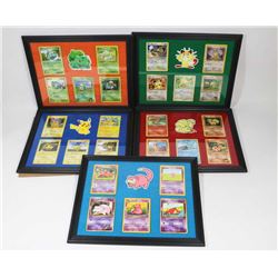 LOT OF 5 FRAMED POKEMON CARD PICTURES.