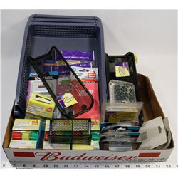 FLAT OF CELL PHONE CASES AND OFFICE SUPPLIES