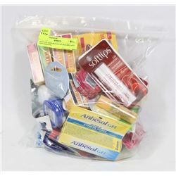 BAG OF ASSORTED LIP BALMS AND OINTMENTS.