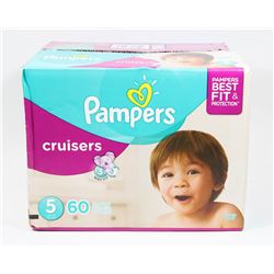 BOX OF 60 PAMPERS CRUISERS, SIZE 5.