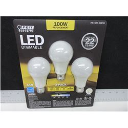 New LED Dimmable 100 watt Replacement Bulbs / last 22 years 1600 lumens