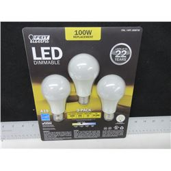 New LED Dimmable 100 watt Replacement Bulbs / last 22 years 1600 lumens