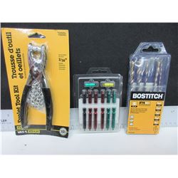 New Bostich 5 Rotary Hammer Bits / Screwdriver bits & Eyelet Tool and kit