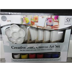 New 58 piece Mini Canvas Art Set / 6 mini canvases with Easels / paints/brushes