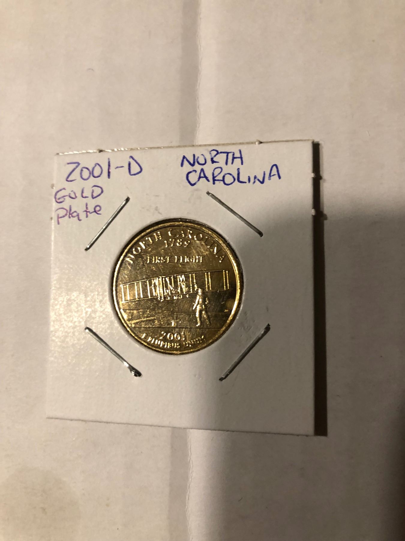 2001 D Gold Plated Quarter North Carolina