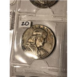 1959 D Franklin Silver Half Dollar Nice Early Silver US Coin