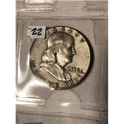 1958 D Franklin Silver Half Dollar Nice Early Silver US Coin