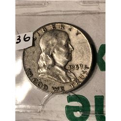 1959 D Franklin Silver Half Dollar Nice Early Silver US Coin