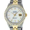 Image 2 : Rolex Mens 2 Tone Mother Of Pearl 3 ctw Channel Set Diamond Datejust Wristwatch