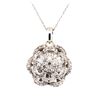 Image 2 : 1.00 ctw Diamond Floral Motif Pendant with Chain - 14KT White Gold