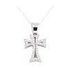 Image 2 : 0.50 ctw Diamond Cross Pendant with Chain - 14KT White Gold