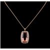 Image 2 : GIA Cert 51.47 ctw Morganite and Diamond Pendant With Chain - 14KT Rose Gold