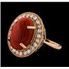 Image 1 : 6.04 ctw Coral and Diamond Ring - 14KT Rose Gold