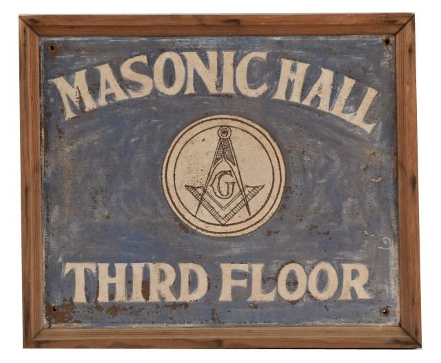 Antique Masonic Hall Third Floor Sign