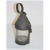 Image 1 : SM. 6 1/2" PIERCED TIN LANTERN W/ CLEAR GLOBE (DAMAGE)