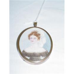 2 1/2" OVAL MINIATURE PAINTING ON IVORY OF YOUNG GIRL, UNSIGNED