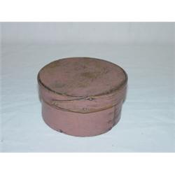 4 1/2" ROUND WOODEN FINGERED PANTRY BOX W/ SALMON PAINT