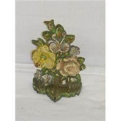 6 1/4" MIXED FLORAL CAST IRON DOORSTOP