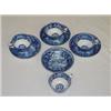 Image 1 : LOT (4) HANDLED DARK BLUE STAFFORDSHIRE CUPS & SAUCERS