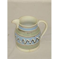 8" MOCHAWARE PITCHER W/ EARTHWORM DECORATION