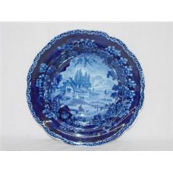 10" DARK BLUE STAFFORDSHIRE FLANGED SOUP BY ADAMS