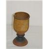 Image 1 : 7" PAINTED WOODEN CHALICE W/ TRACES EARLY WRITING ON PAPER