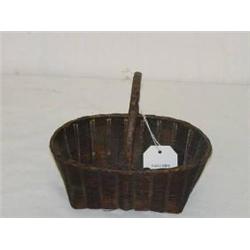 EARLY MINIATURE HANDLE SPLINT BASKET W/ OLDER FINISH