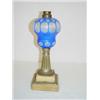 Image 1 : 12 1/2" BLUE CUT TO CLEAR OVERLAY LAMP ON MARBLE BASE (POSSIBLY SANDWICH)