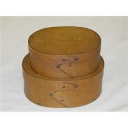(2) OVAL FINGERED PANTRY BOXES W/ NATURAL FINISH (5 1/4" X 6 1/4")