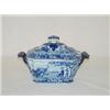 Image 1 : RARE 8 1/2" 2 PC. DARK BLUE STAFFORDSHIRE SAUCE TUREEN - DOCTOR SYNTAX SERIES - BOUND TO A TREE DRAW
