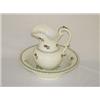 Image 1 : SPRIGWARE PITCHER & BOWL SET W/ A RAISED BASKET OF FLOWERS DECORATION - MARKED "WOOD"