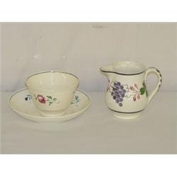 DECORATED SOFT PASTE CREAMER, CUP & SAUCER